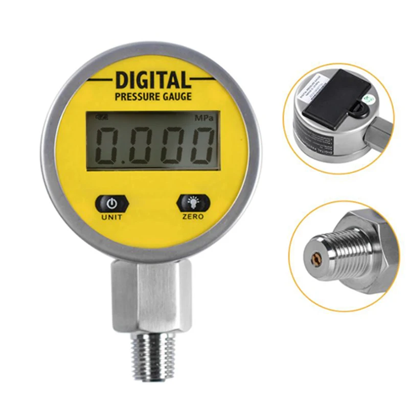 

High Precision Digital Pressure Gauges Oil Pressure Hydraulic Pressure Test Meter 250BAR/25Mpa 2 Points Thread For Gas Water Oil