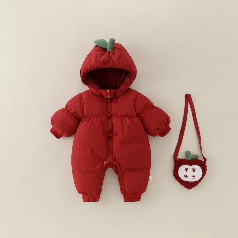 2026 Winter Latest New Year Apple Shaped Thick Warm Cute Children's Climbing Clothes