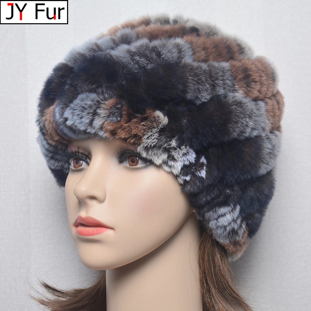 

2024 Fashion Brand New Women Winter Rex Rabbit Fur Hat For Women Russian Real Fur Knitted Caps Headwear Winter Warm Beanie Hats