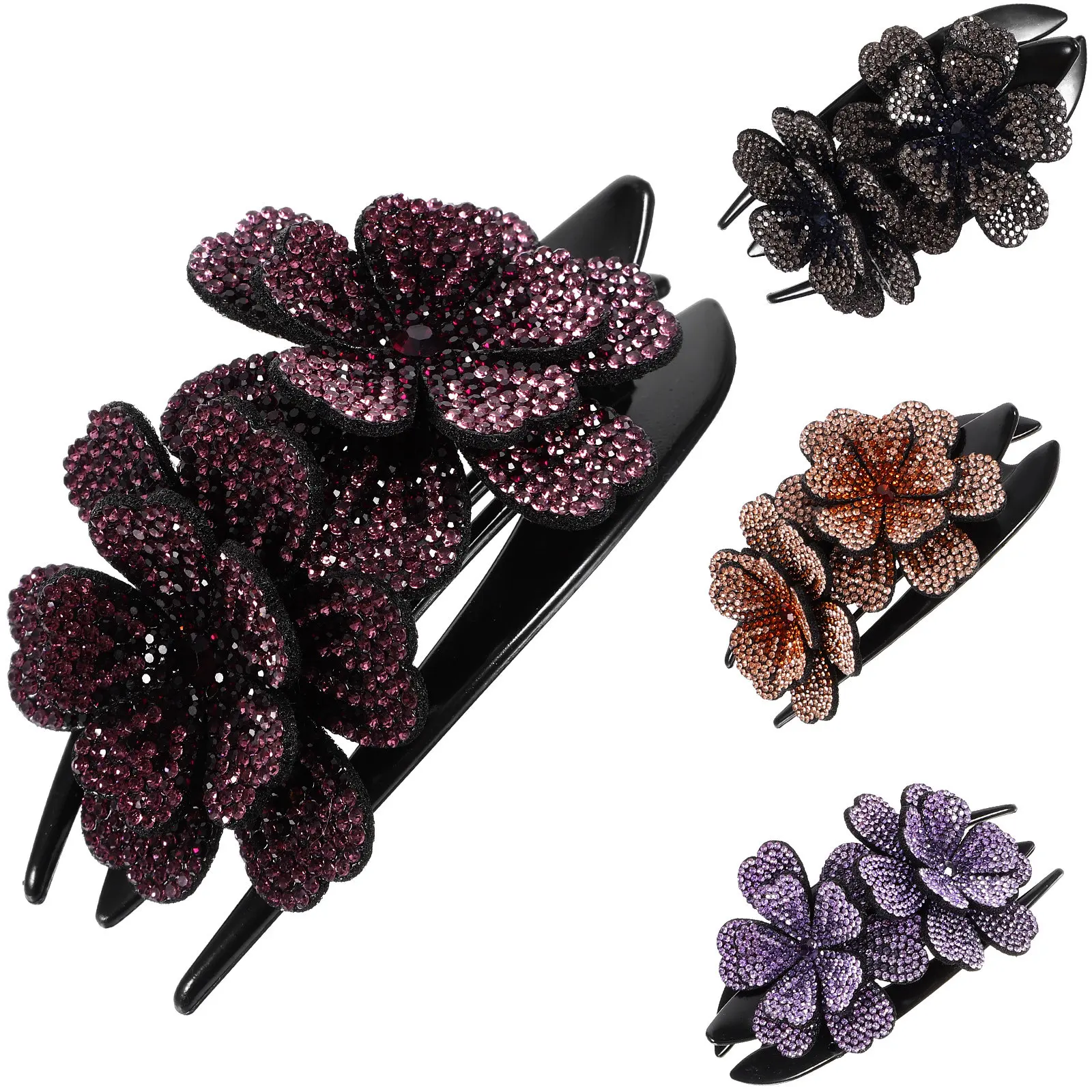 

4Pcs Rhinestone Duckbilled Hair Clips French Claw Clips Decorative Hair Accessories for Women Stylish French Clip