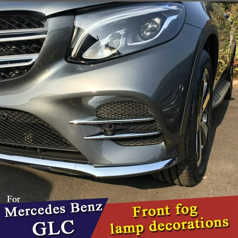 

For Mercedes Benz GLC Class X253 2016-2019 GLC250 260 300 350 43 AMG Car Front Bumper Lip Splitter Spoiler Fog Light Trim