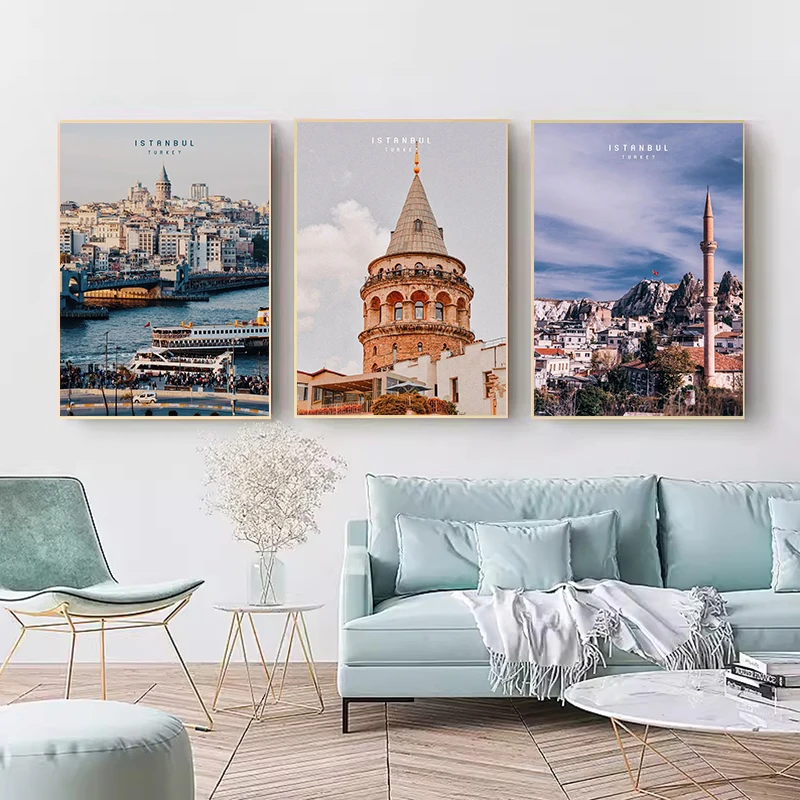 Modern City Travel Istanbul Landscape Posters and Prints Canvas Painting Wall Art Pictures For Living Room Bedroom Home Decor