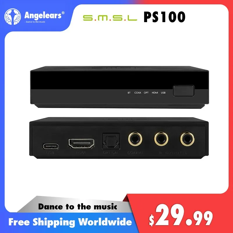 SMSL PS100 Multifunctional Audio Converter HDMI ES9023 DAC Chip Audio Converter High Peformance Power System For Home Car Music