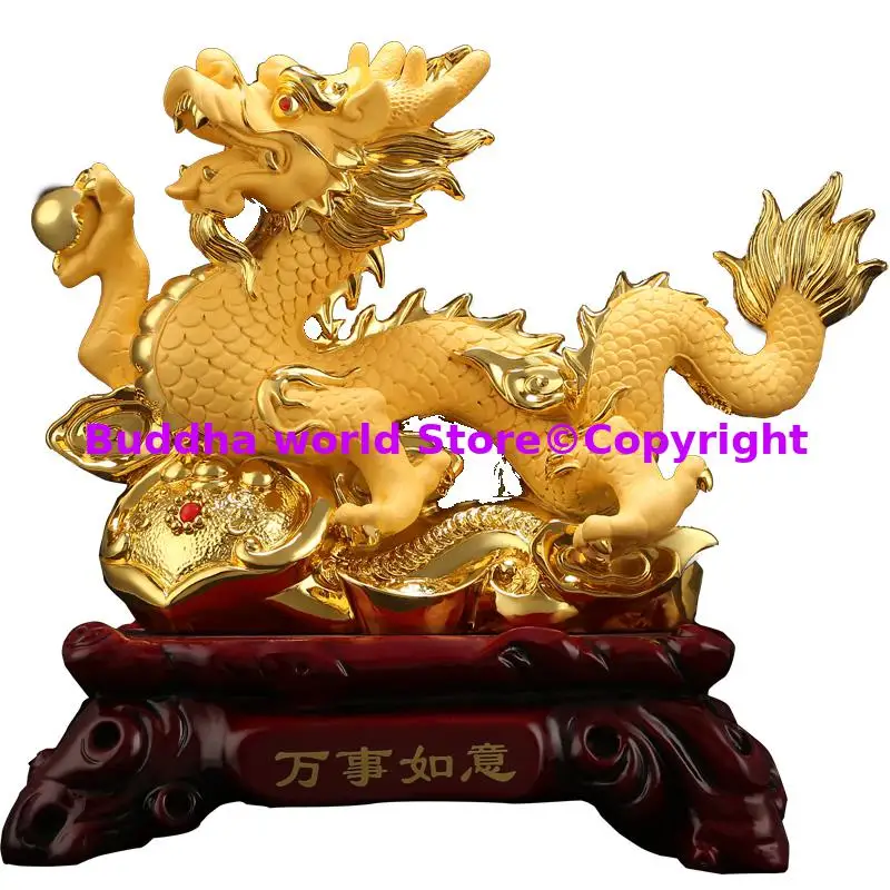 2025 Royal Wealth RU YI gold Dragon TOP Lucky Propitious home company officeornament gift  bring good luck money Success large