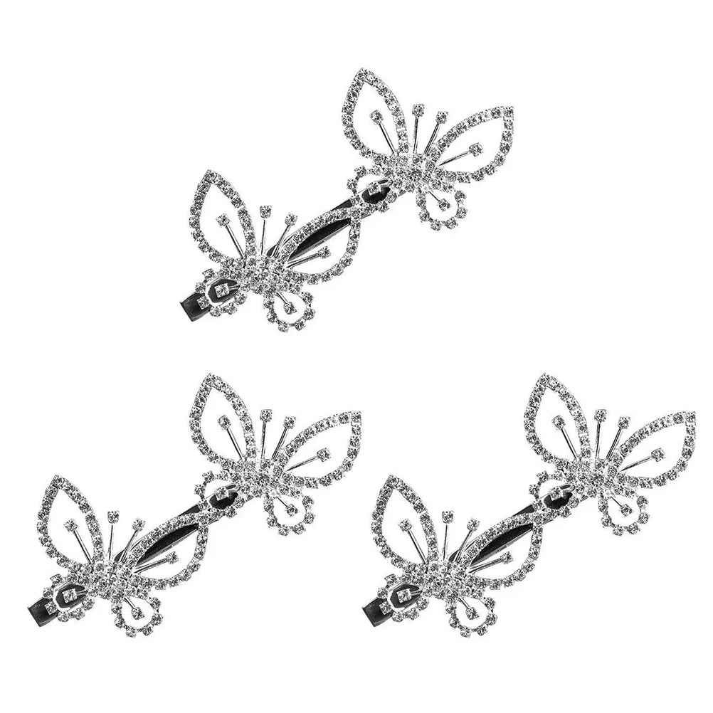 

3pcs Rhinestone Butterflies Hair Clip Crystal Hairpin Styling Barrette Women Hair Accessories Elegant Decorative