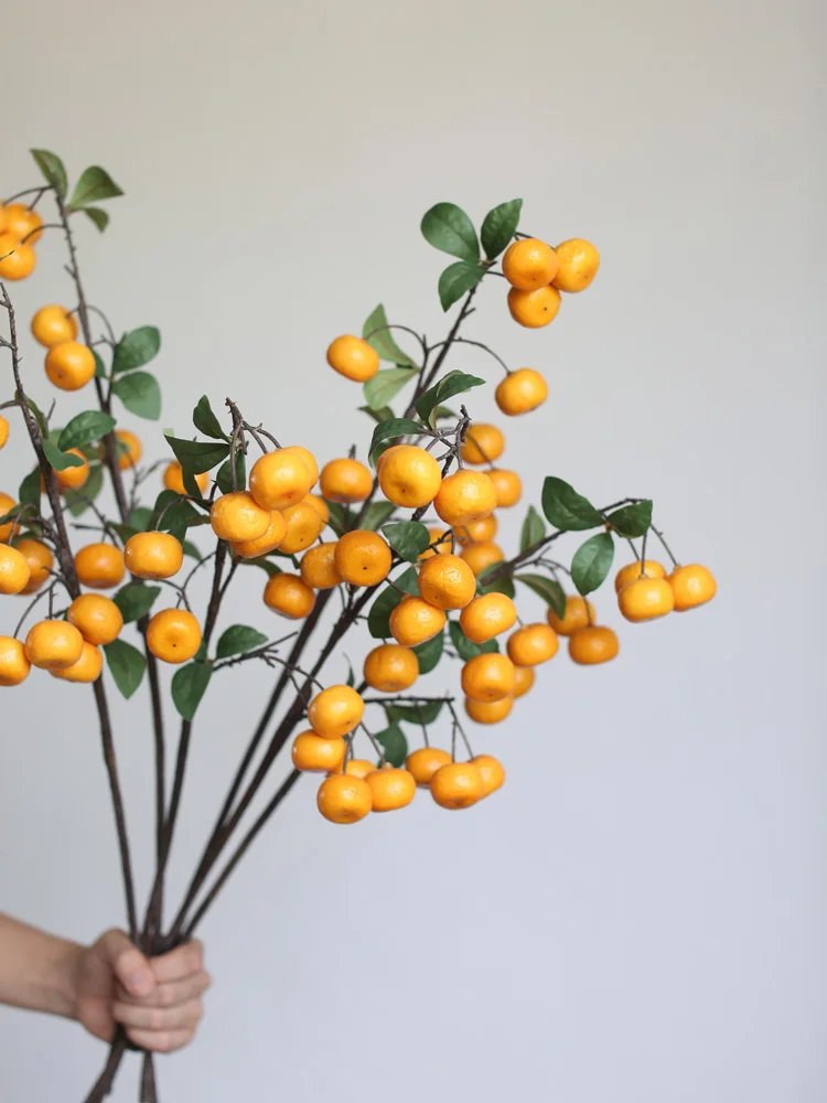 

Artificial Orange Branches Fruits Decorations for Living Room Dining Table Soft Decoration Fake Flowers Artistry