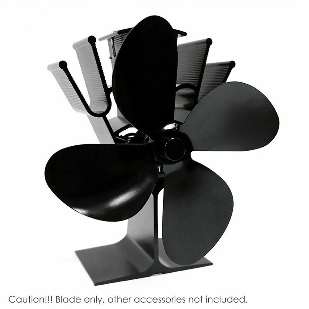 4 Blade Black Fireplace Fan Leaf Parts For Heat Powered Stove Fan For Household Fireplace Warmming Tools Accessories