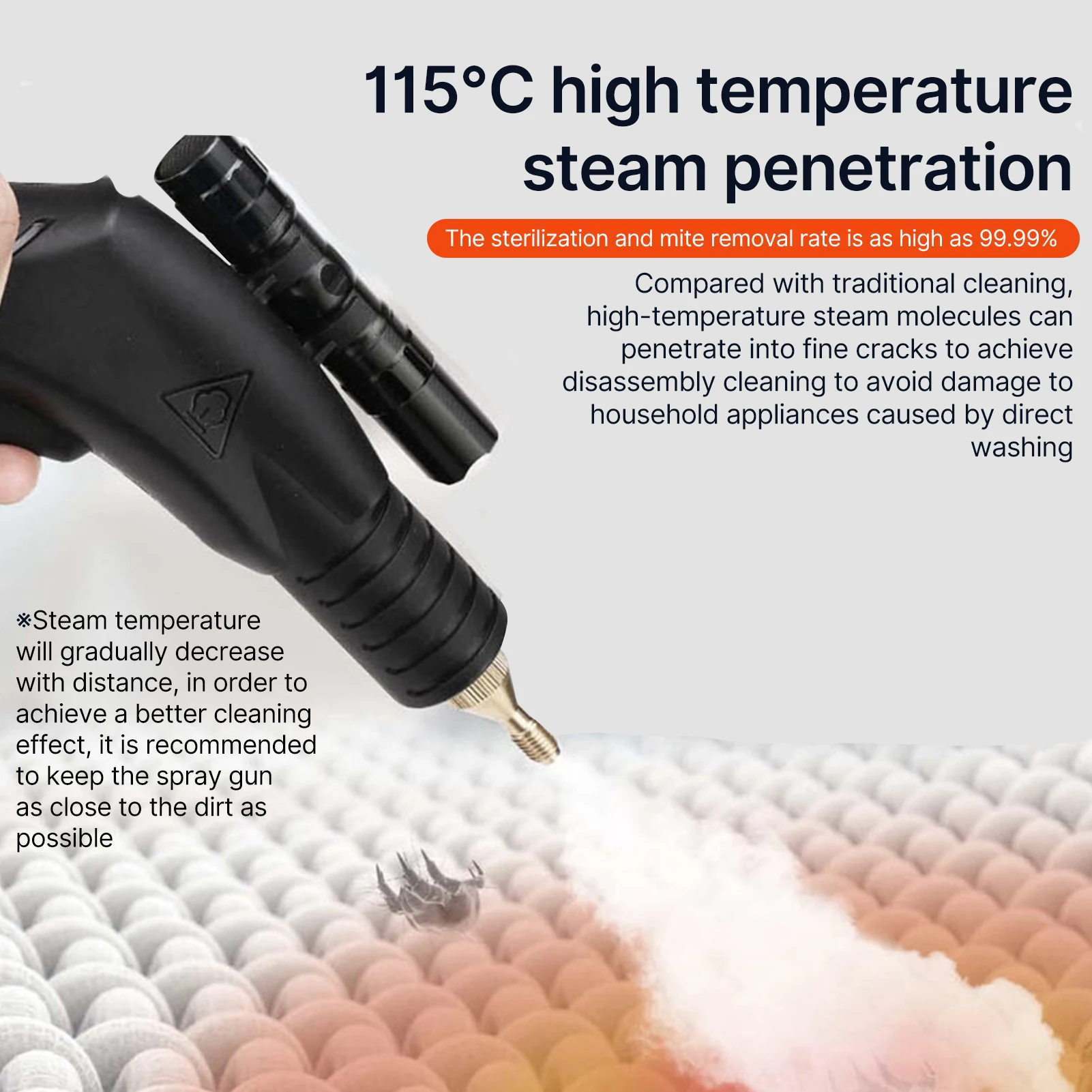 1500W Smart Steam Cleaner Voice Broadcast & LED Light 3-Temp Cold/Hot Steam with 10 Accessories for Kitchen Bath Car Deep Cleani