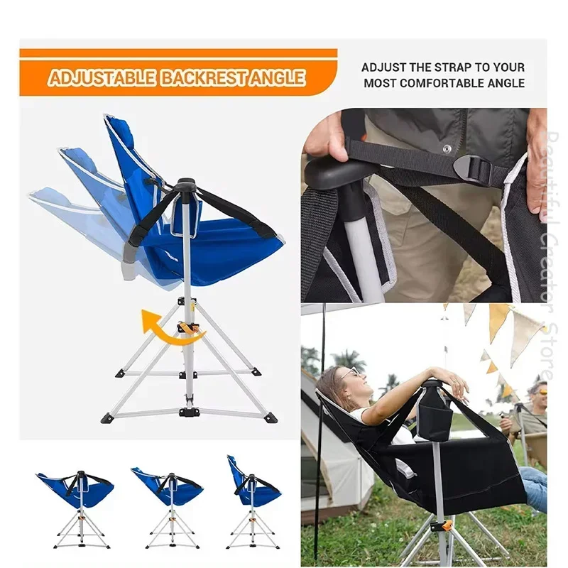 Outdoor Leisure Rocking Chair Convenient Camping Folding Rocking Chair 160 Degree Rotating Aluminum Alloy Rocking chair image 5