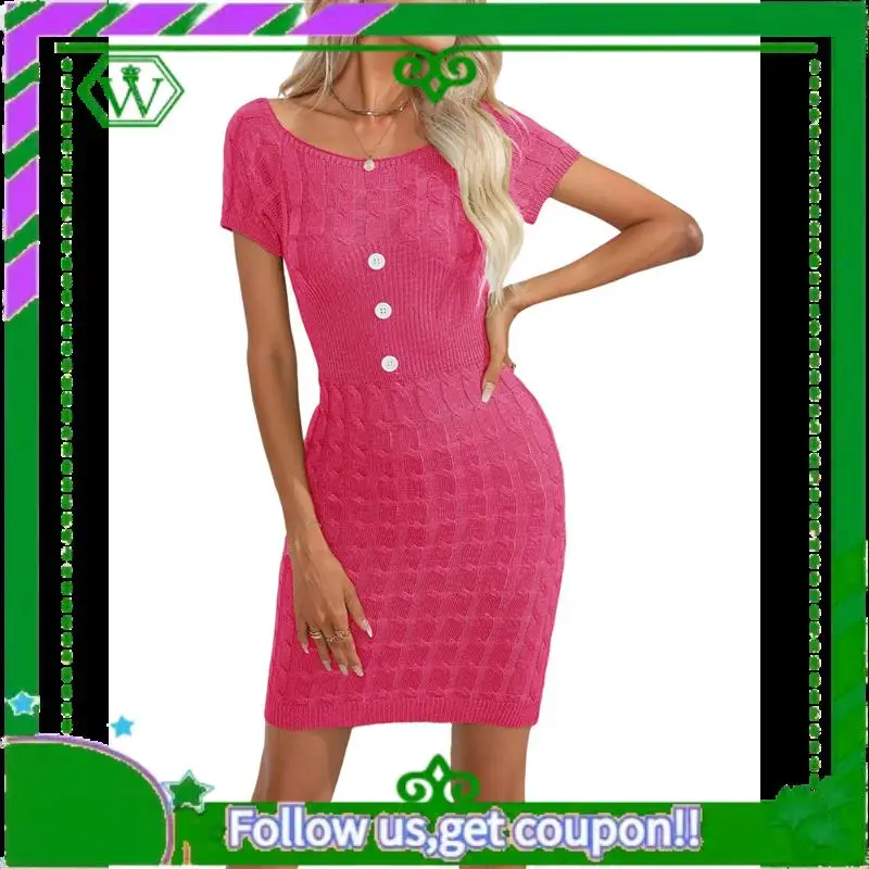 A18P-ผู้หญิงฤดูร้อนสบายๆถักชุดแขนสั้น Crewneck SLIM FIT T เสื้อชุดบอดี้คอน