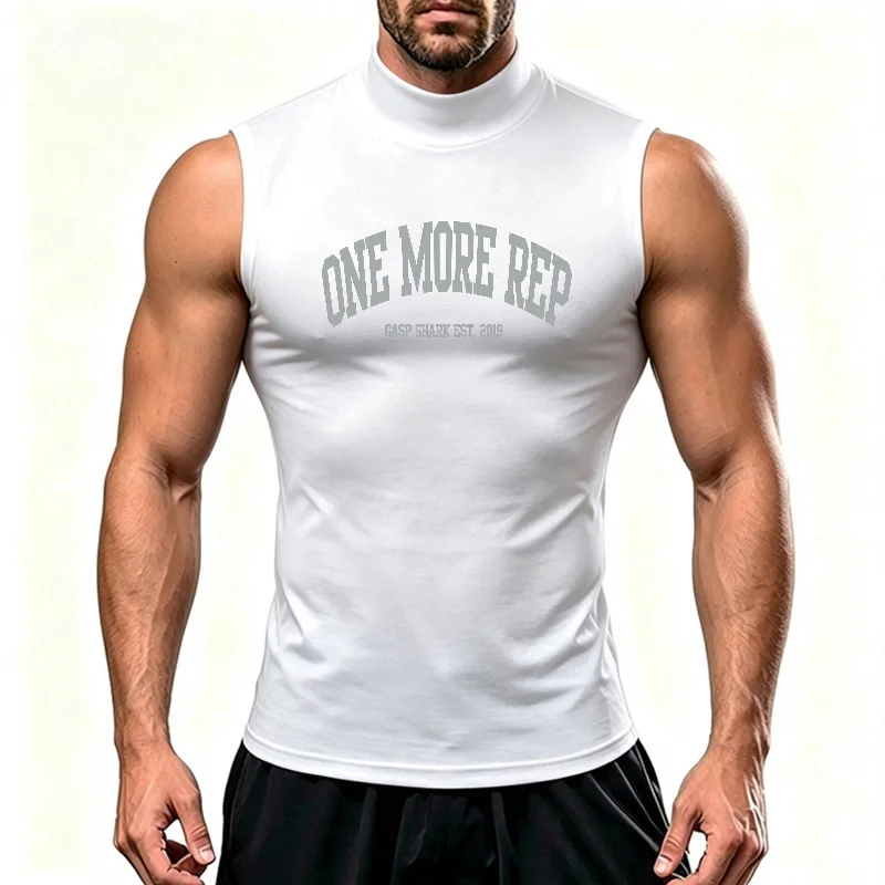 Men's Quick-Dry Running T-Shirts Sleeveless High Neck Moisture Wicking Tank Top Gym Workout Athletic Compression Training Tee