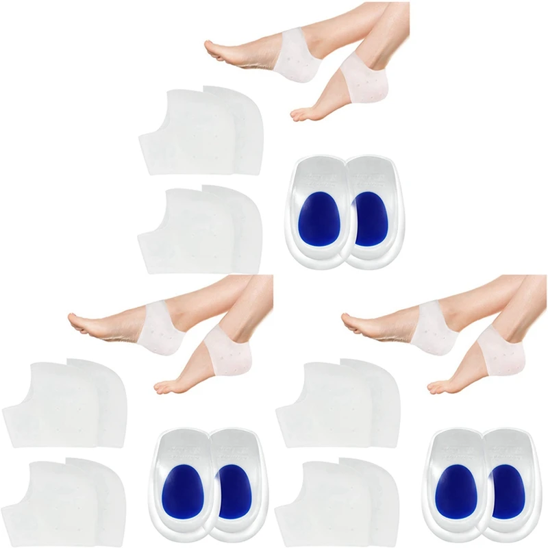 

9 Pairs Heel Cups, Plantar Fasciitis Inserts Pads, Gel Heel Cushion, Silicone Heel Protectors, For Plantar Fasciitis