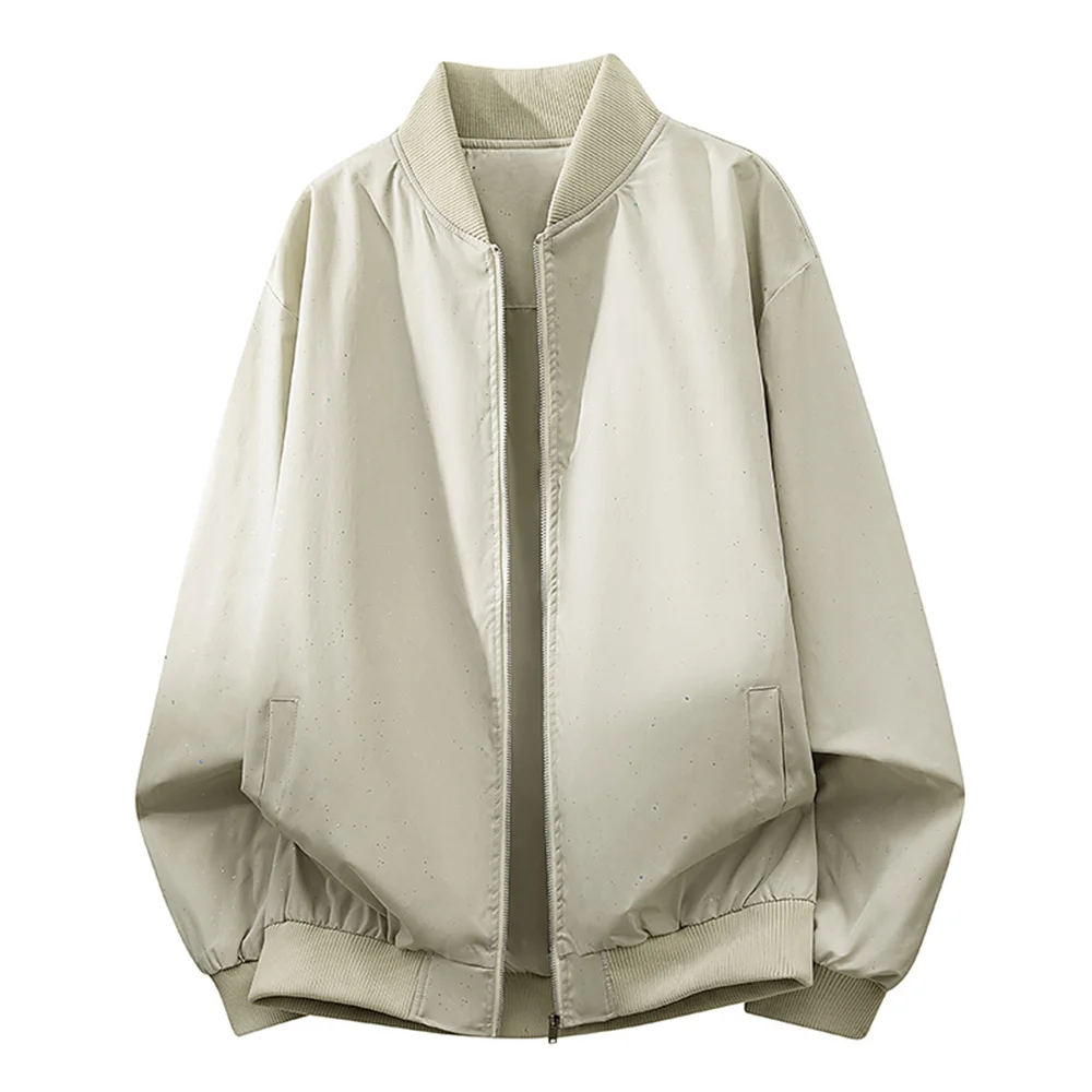 Giacca da uomo stampata con cerniera nera alla moda e a forma di stella, cappotto casual ampio retrò primaverile e autunnale, streetwear coreano