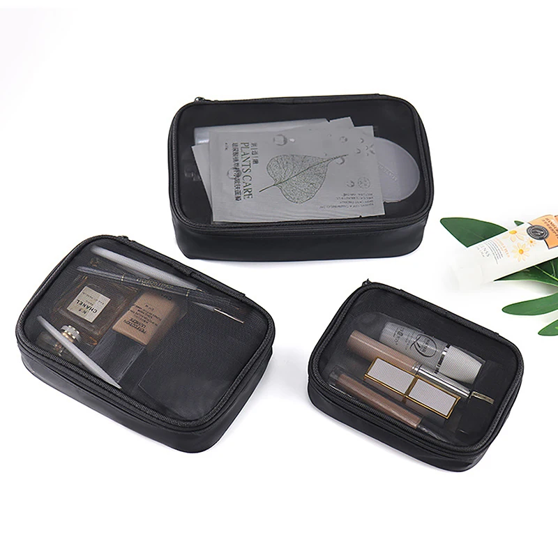 

Дышащая косметичка из сетки, однотонная, модный органайзер для макияжа, портативная дорожная сумка для туалетных принадлежностей, многофункциональная