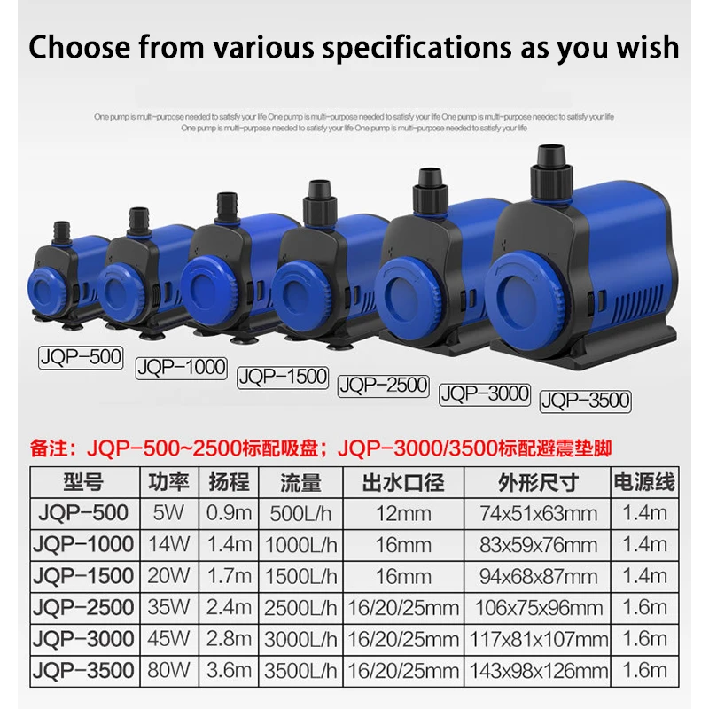 Ultra-Quiet 5-80W Submersible Water Fountain Pump 500L/H-3500L/H Filter Fish Pond Aquarium Water Pump Tank Fountain EU 220V-240V