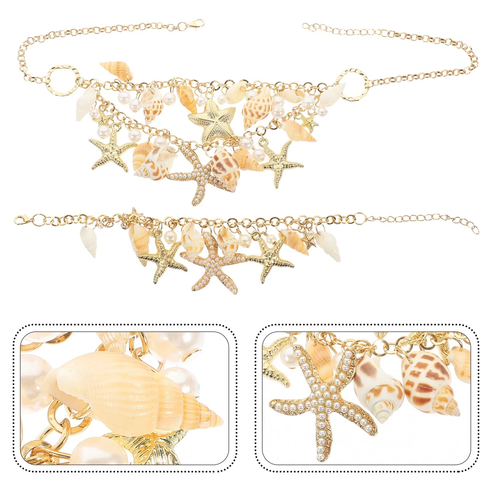 

1 set Women Necklace Bracelet Set Sea Conch Star Decor Elegant Jewelry Ocean Theme Wedding Party Gift Dainty Charm Set Aesthetic