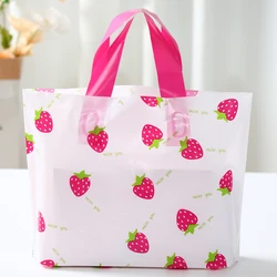 Strawberry Theme Plastic HandBag Clear Storage Shopping Bags Birthday Wedding Party Gifts Bag Daisy Large Capacity Travel Bags