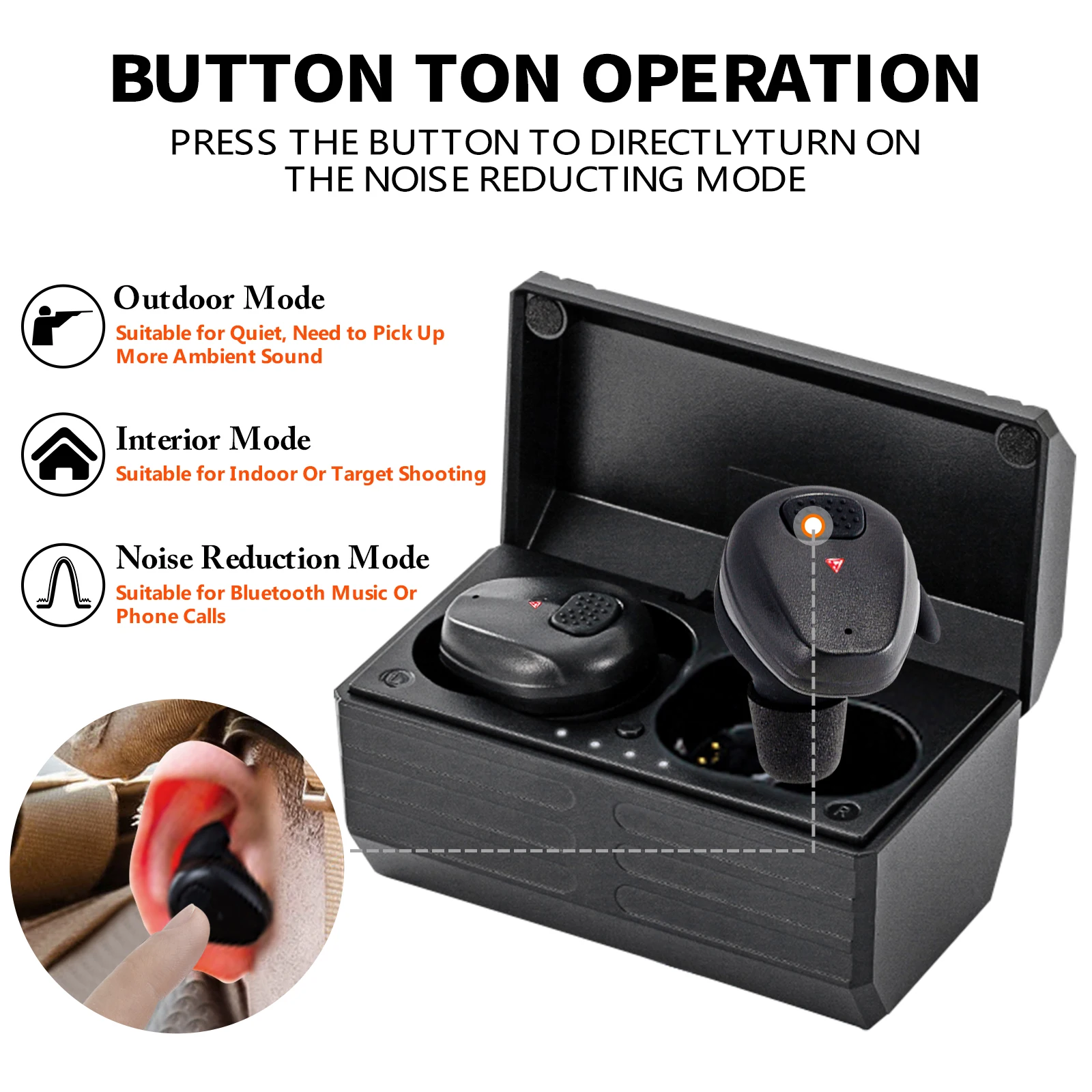 YHKEMA سدادات أذن إلكترونية للرماية وإلغاء الضوضاء وحماية السمع للصيد والرماية التكتيكية وإنفاذ القانون