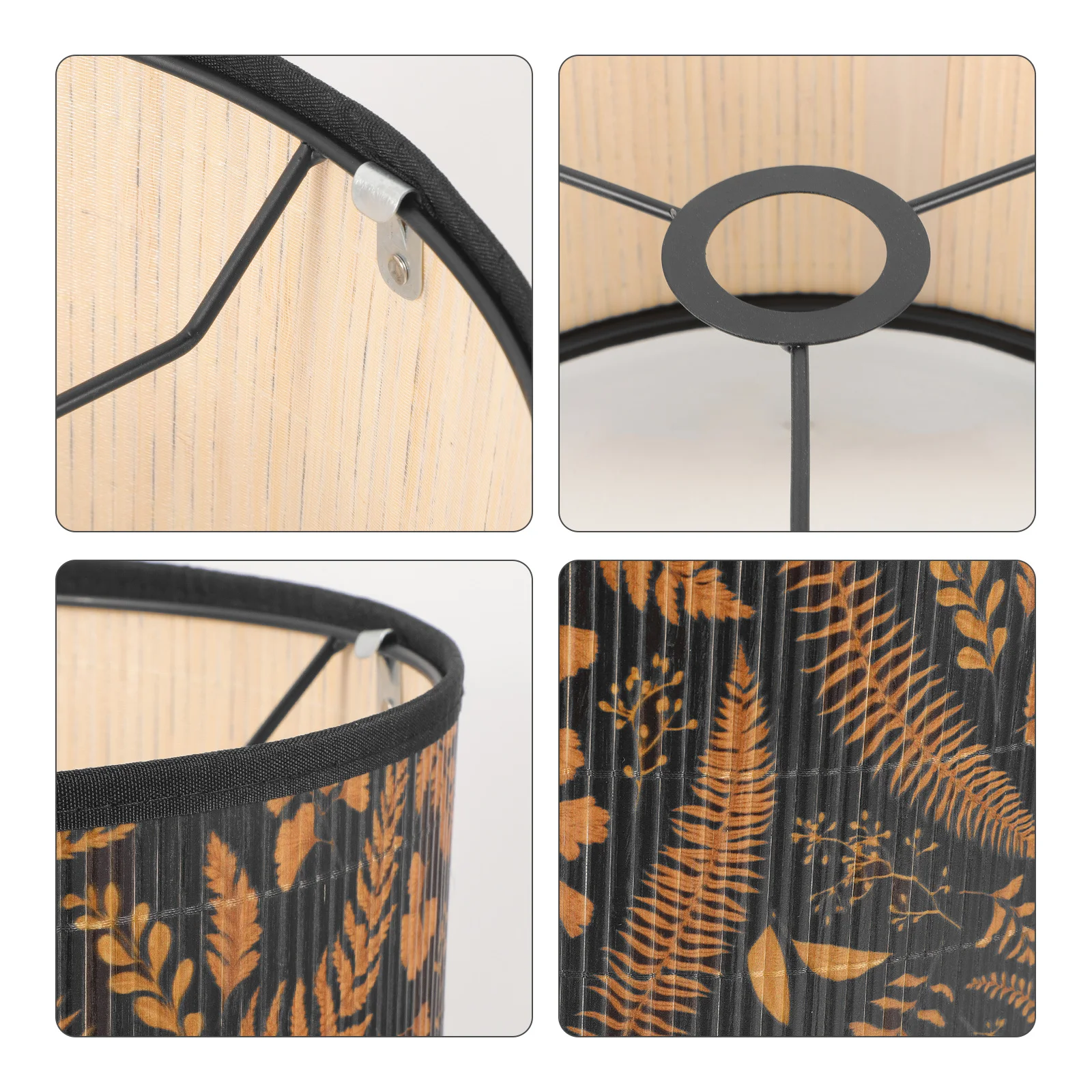 

Bamboo Lamp Shade Drum Style Printed Cover For Table Floor Lamp Dust Proof Rustic Decor Modern Lighting Accessory