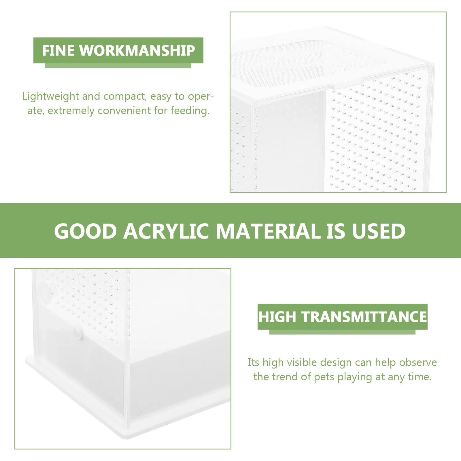 

Durable Acrylic White Spider Breeding Box Lightweight Multi-Purpose Pet Display Container for Spiders Mantises Reptile Holder