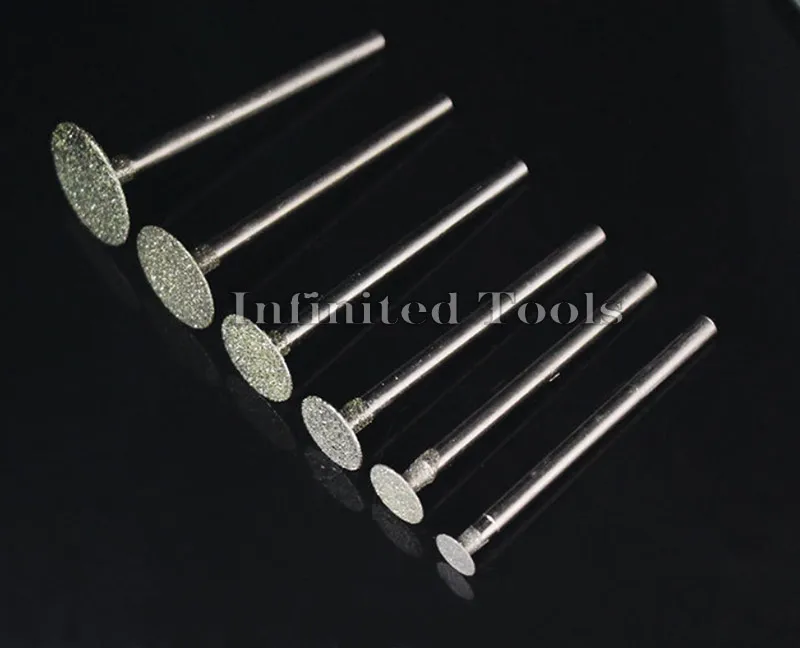 6PCS 2.35mm Shank Grinding Bit Ultra-Thin T Head Diamond Mounted Point Stone Jade Carve Polish Engrave Tool 0.5mm-8mm