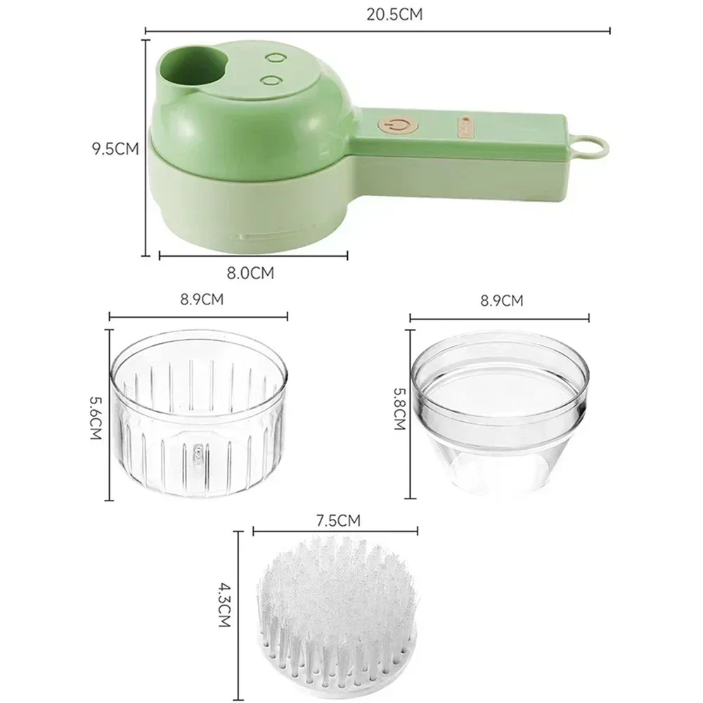 4 In 1 Handheld Elektrische Groentesnijder Elektrische Knoflook Ponder Voedsel Chopper Vleesmolen Dunschiller Snijmachine