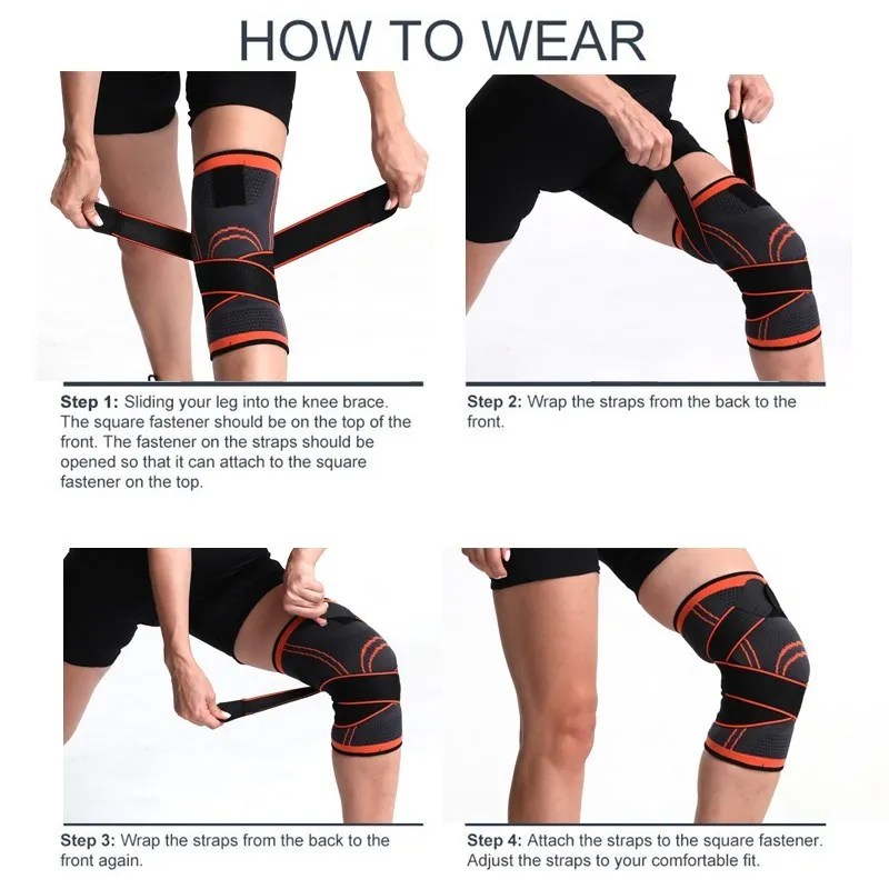 WOSWEIR-Genouillères élastiques pressurisées pour hommes, genouillères de sport, genouillères de soutien, équipement de fitness, basket-ball,
