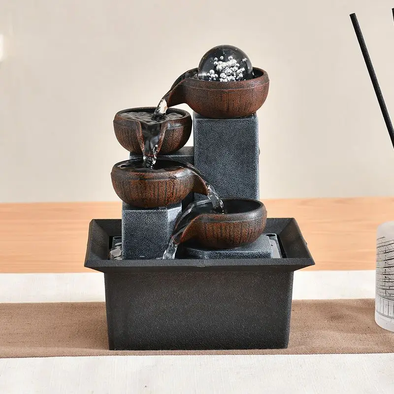 

Flowing water lucky ornament small fountain living room desktop office feng shui wheel landscape decoration