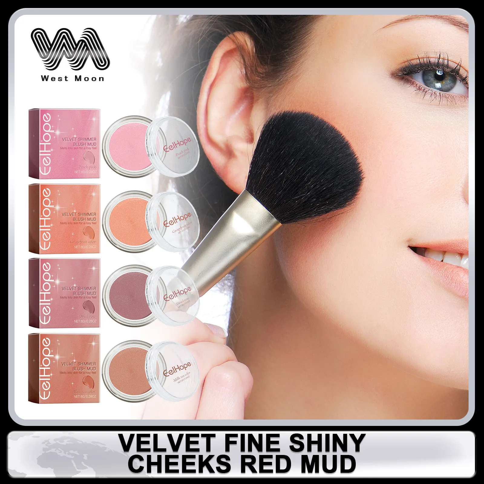 

Velvet Rouge Natural Color Long-Lasting Waterproof Matte Face Blusher Cheek Contour Fine Shiny Blusher Cream Makeup Cosmetics