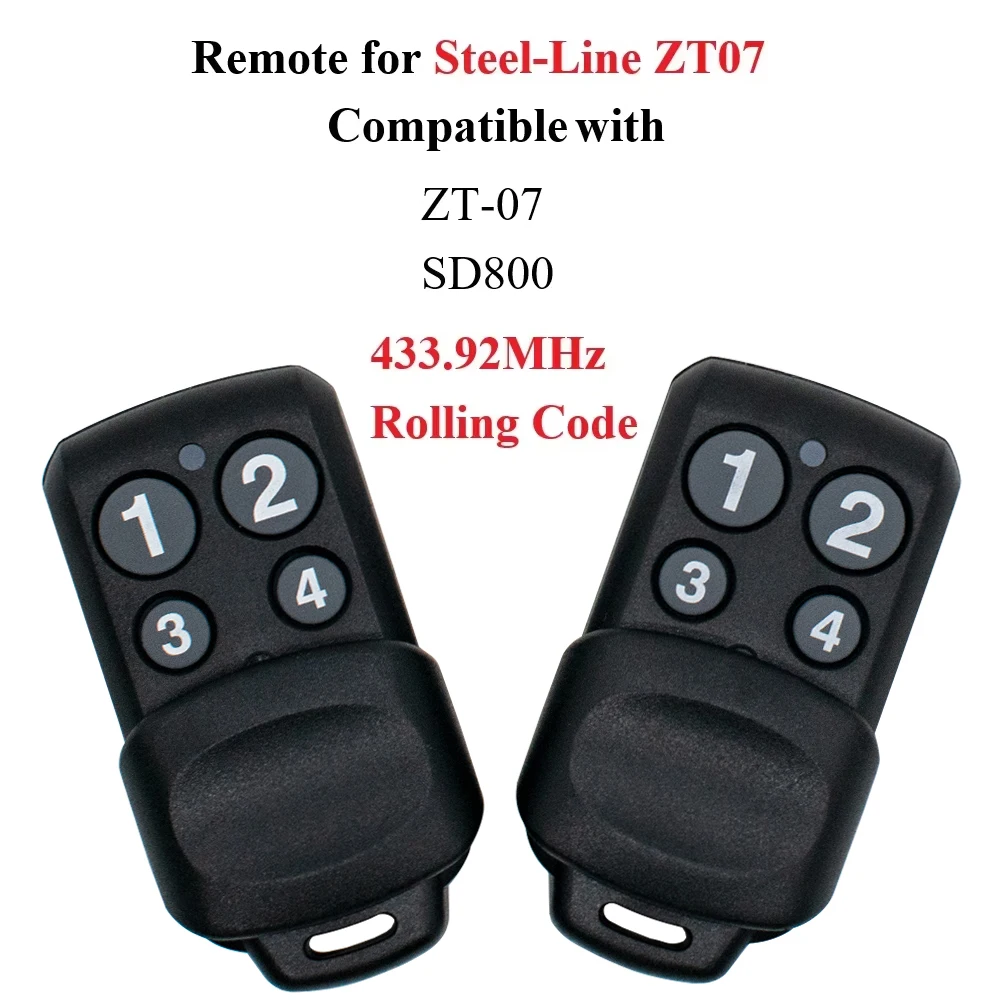Compatible with Steel Line ZT-07 SD800 433.92Mhz Rolling Code Garage Door Remote Control 4 Buttons Gate Transmitter