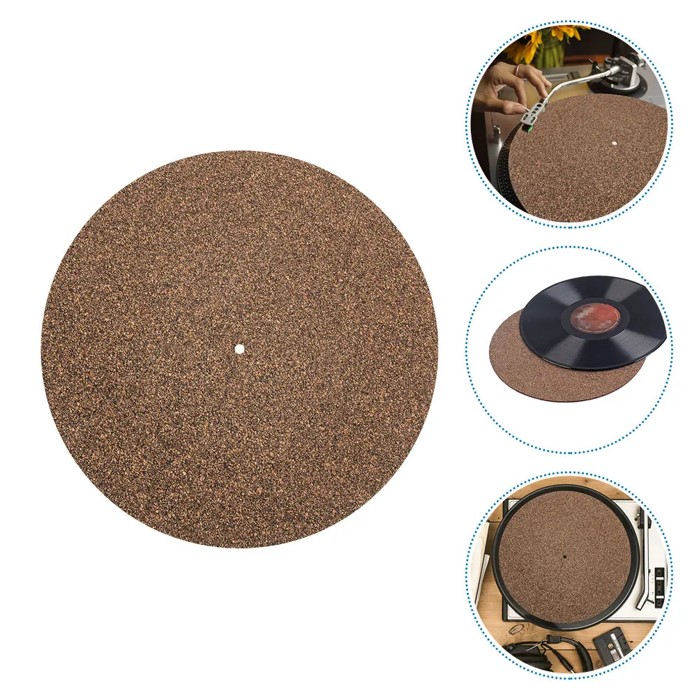 2 Pcs Cork Record Mat Pad Soft Protective Accessories Player Slipmat for Turntable Vinyl Records