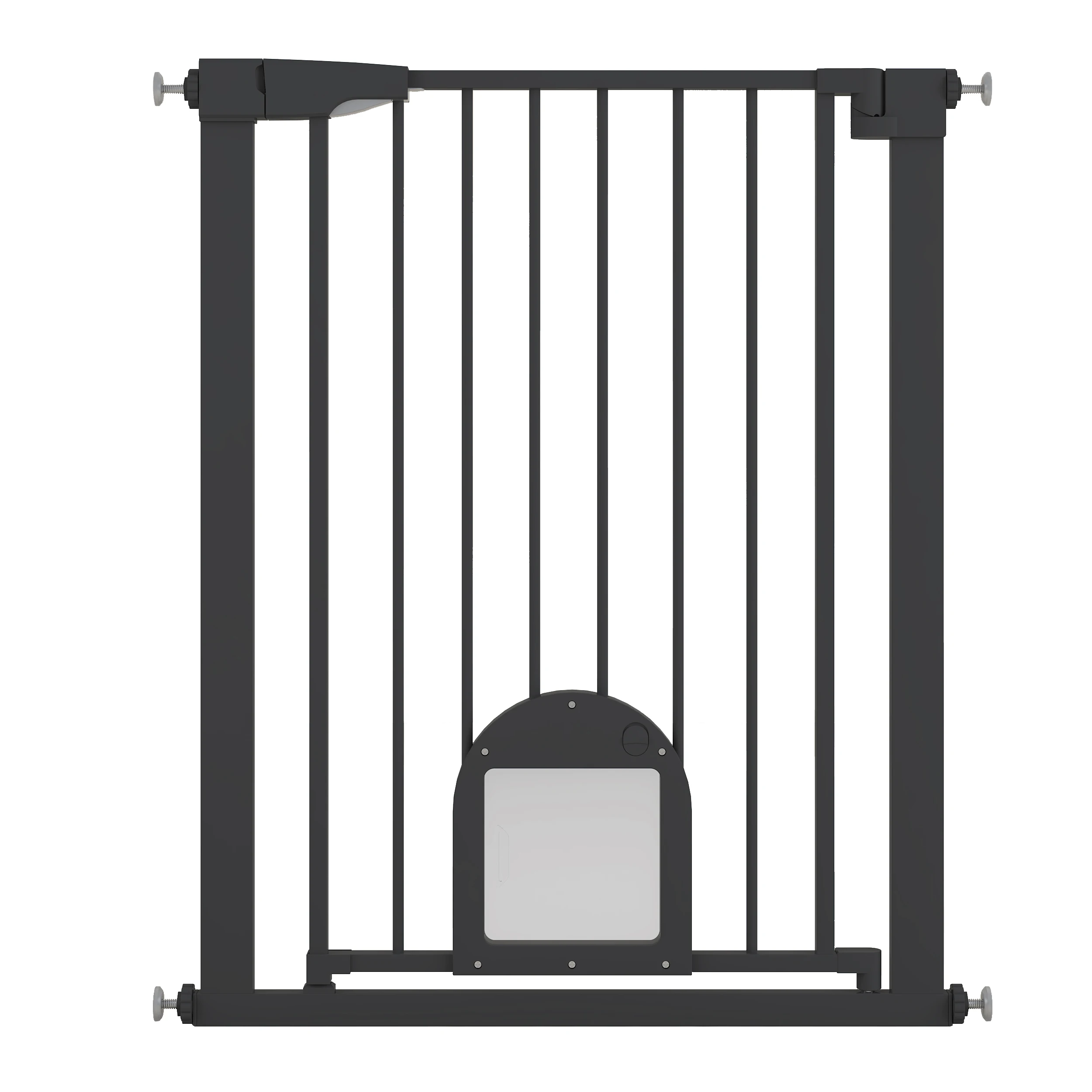 Auto Close Button Metal Dog Gate 29.6-46" Extra Wide Indoor   Safety Gate No Drilling Black Pet Pen Mom's Choice Awards