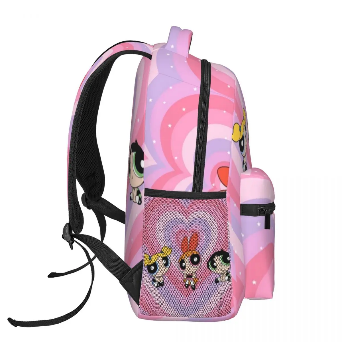 The-Powerpuff-Meisjes Nieuwe Modieuze Patroon Schooltas Print Lichtgewicht Rugzak 17Inch