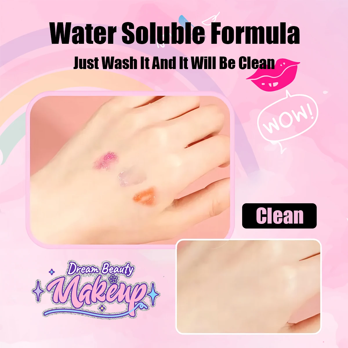 Borsa per il trucco per bambini Ragazza, Principessa Truly Lavabile Fai finta di giocare con set di cosmetici Giocattoli e specchi, Non tossico e sicuro