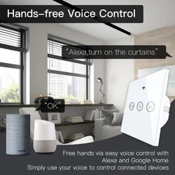 JHJCH Ewelink WiFi Curtain Blinds Switch EU Standards AC220V Touch Switch LED Crystal Glass Panel Alexa Google Home Timer