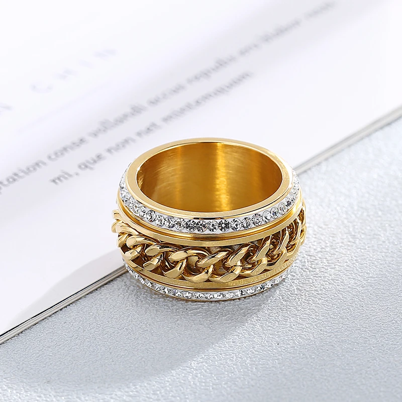 Eleganckie błyszczące cyrkonie Twist wzór pierścionki dla kobiet złoty kolor kostki ze stali nierdzewnej pierścionek z amuletem Party biżuteria zaręczynowa prezent