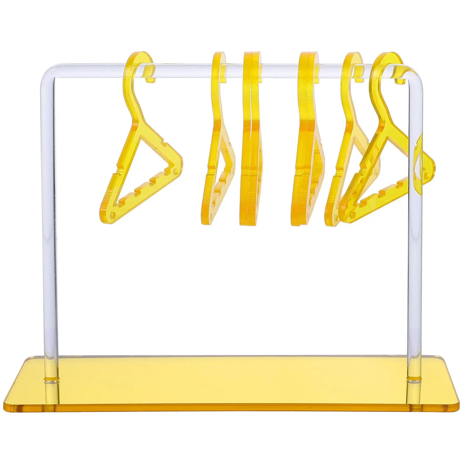 Clothes Hanger Shape Jewelry Display Rack Golden Color Acrylic Material Earring Holder Stand Desktop Organizer Necklace Storage