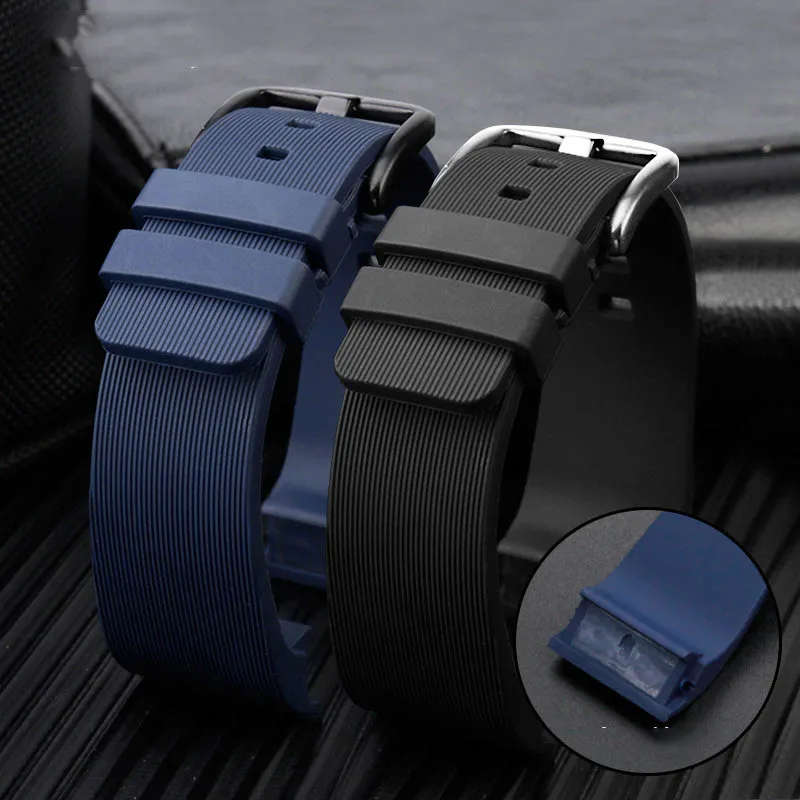 20mm 23mm Watch Strap For Cartier Sandoz Santos 100 W20073X8 W20106X8 W2020008 Silicone Rubber Bracelet Men Women Black Belt