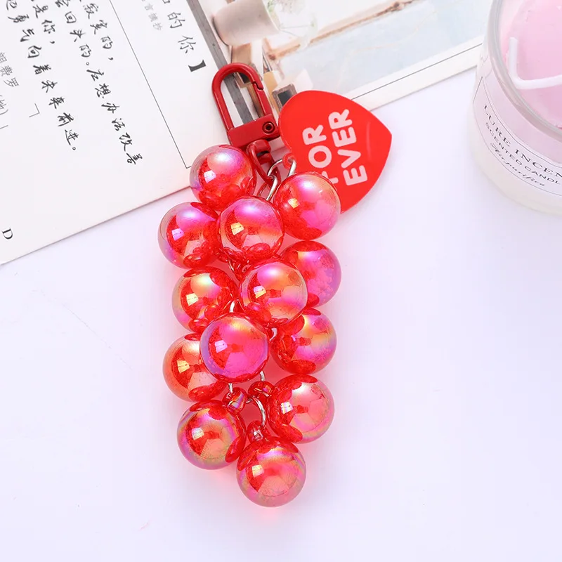 الإبداعية جولة حبة سلسلة سيارة المفاتيح قلادة الطازجة ونظيفة اللون محاكاة العنب ملحق سماعة الرأس حقيبة الديكور #5