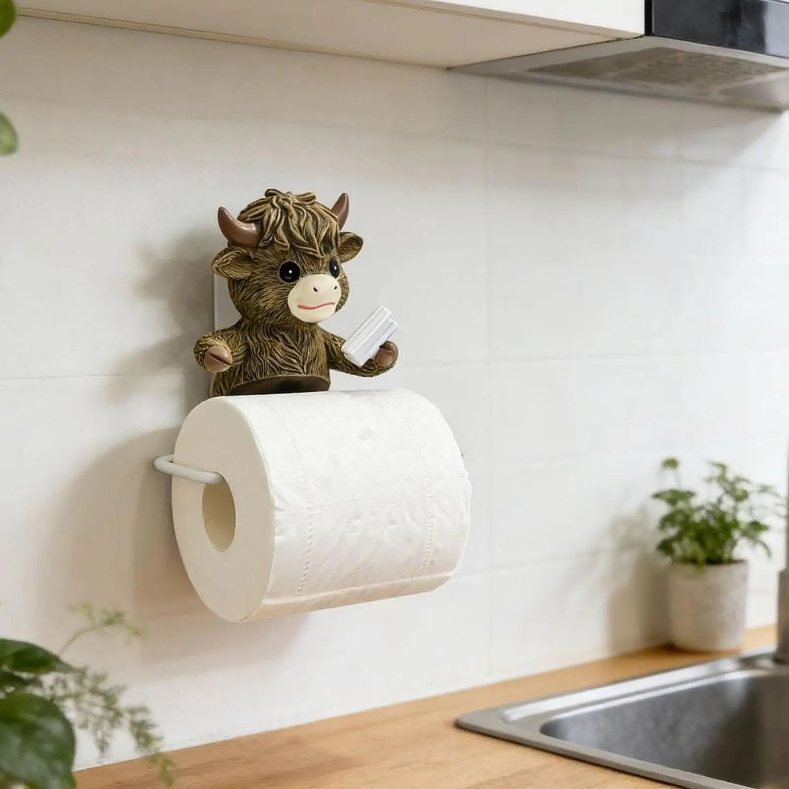 

Декоративный держатель для туалетной бумаги с мотивом яков с гор Хайлендс, из прочной смолы, подставка для бумажных полотенец, для организации пространства и в качестве подарка