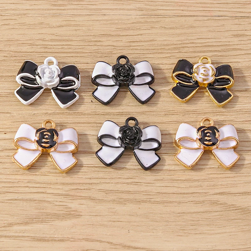 Tusember 10 Stück Emaille-Anhänger, elegante Schleife, Schleife, Charms für Schmuckherstellung, Ohrringe, Halskette, DIY, Armband, Zubehör, Zubehör – Detail 3