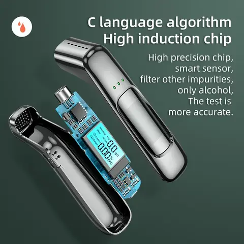 High Precision Non-contact Alcohol Tester Digital LCD Display Portable Breathalyzer Alcometer USB Rechargeable Alcohol Detector