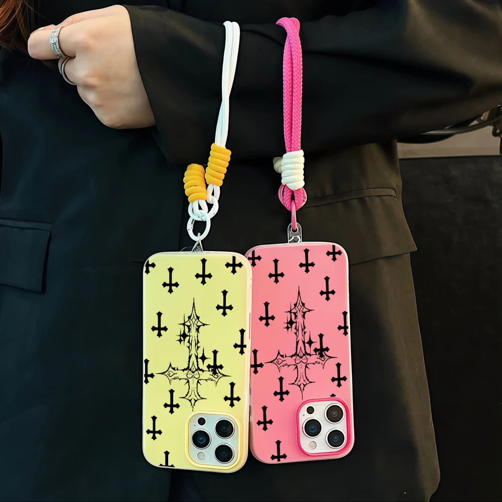 Cyberpunk Black Cross Jelly Phone Case For Xiaomi 14T 17 Pro Max 15T Pro Mi 11 Lite 5G Soft SIlicone Matte Cover With Lanyard - view 4