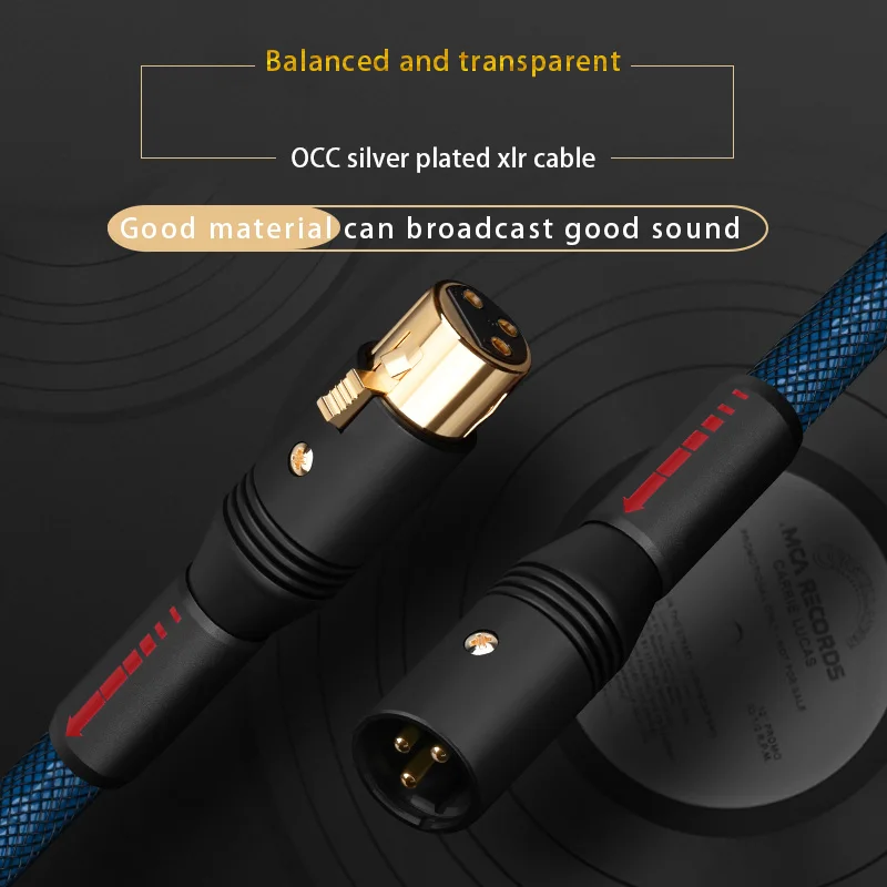 ATAUDIO HiFi XLR Audio Cable  OCC Silver Plated Core with 3 Pin 2XLR Balanced Male/Female Connector Cable for Microphone Mixer