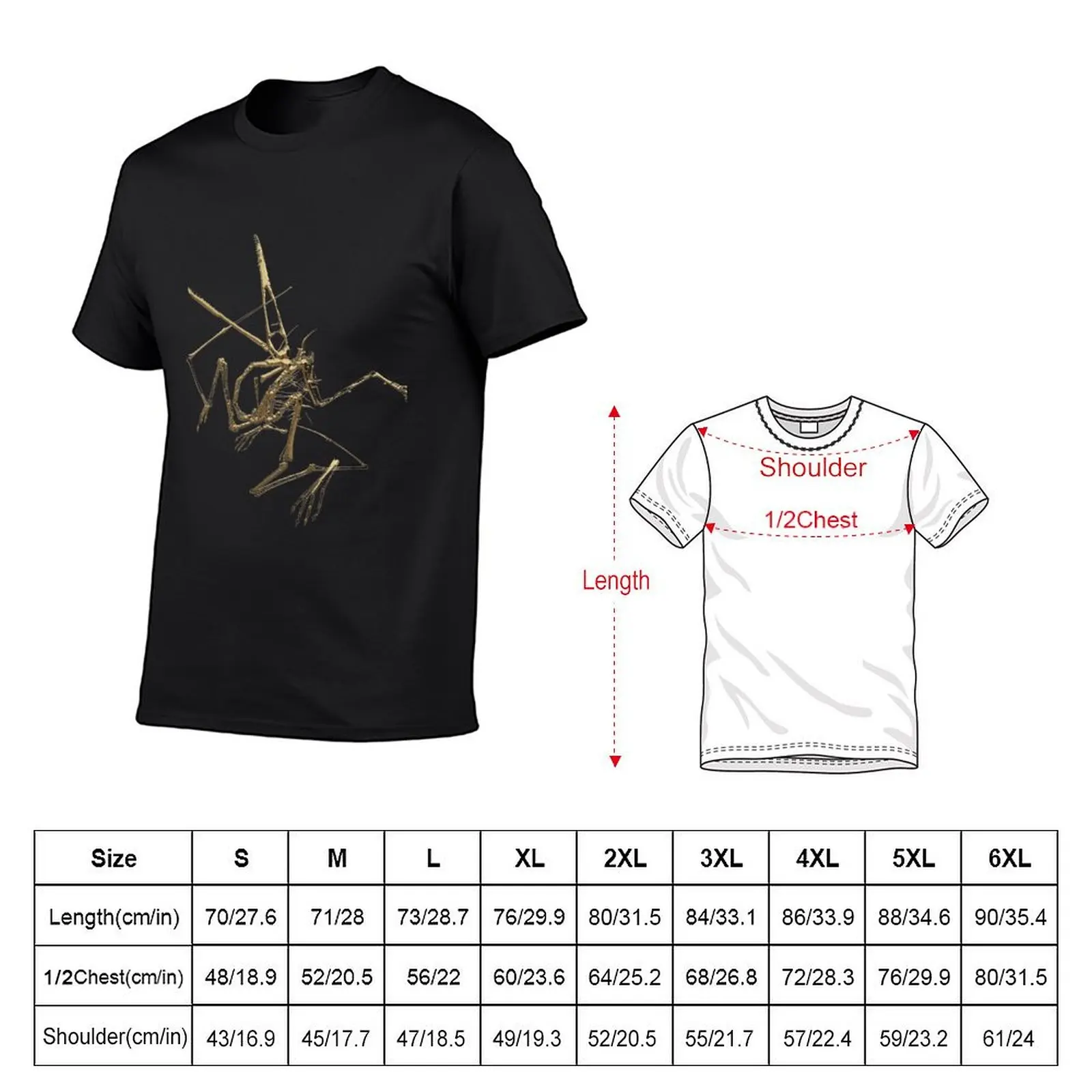 Fossil Record - Gold Pterodactyl Fossil on Black Canvas #1 T-Shirt graphics valentines boutique clothes Men's t-shirts