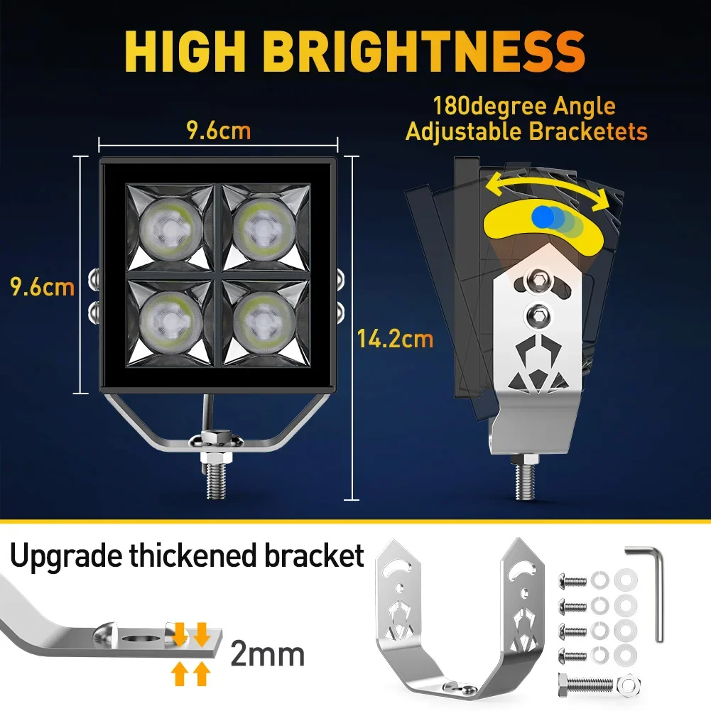 NAOEVO 4 Inch Car High Bridges Search Light Spotlight LED Bulbs 12V 24V 4x4 Offroad For Motorcycles Truck Car Boat Fog Light