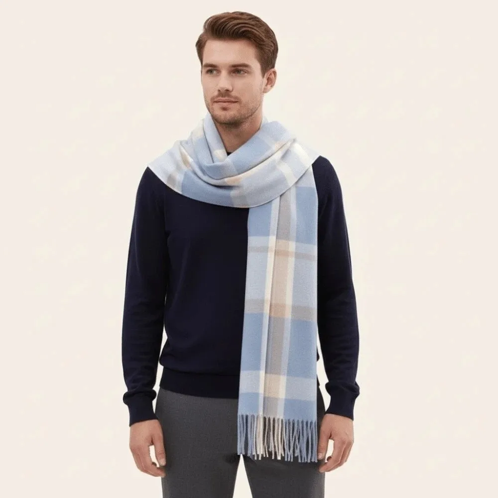 

Soft Classic Plaid Scarf Cold-proof Contrast Color Knitted Wool Scarf Korean Style Polyester Long Neckscarf with Tassel Couple