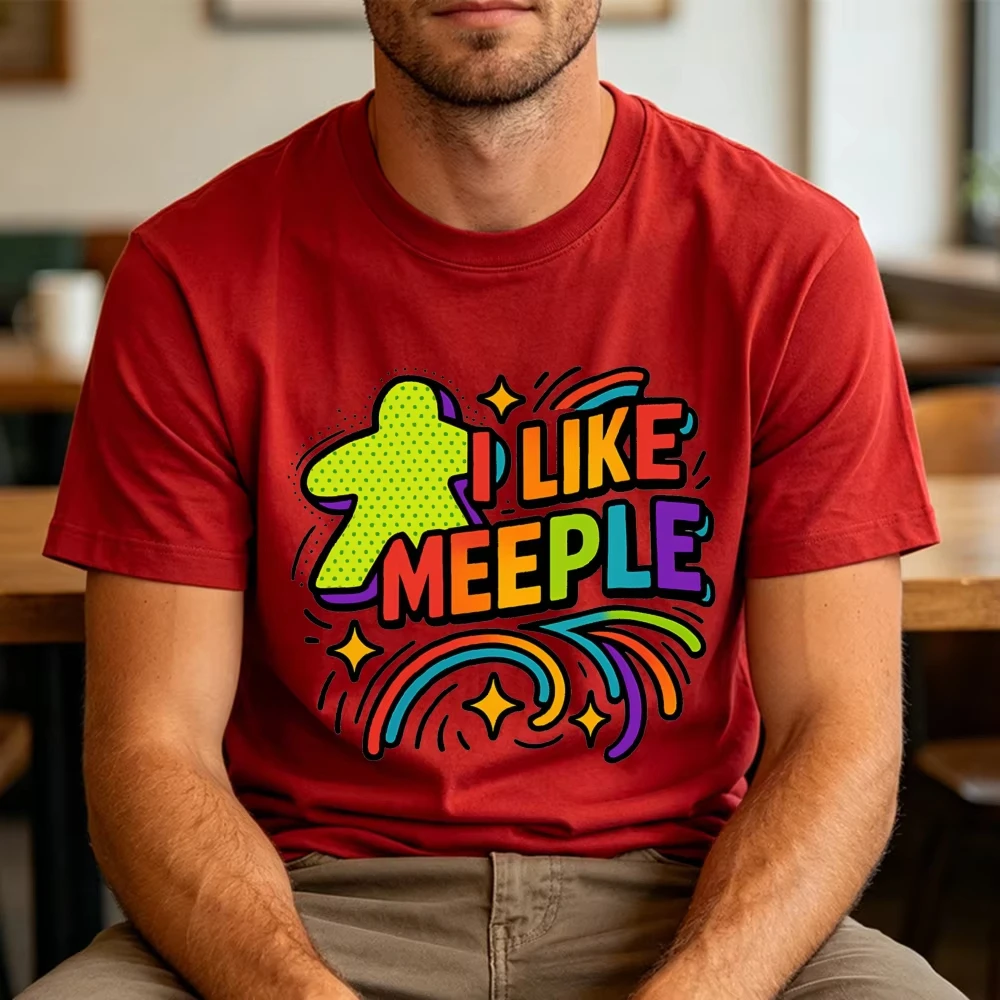 I Like Meeple Rainbow Board Game Meeple Figure Graphic Tees Short Sleeve Men T Shirt Colorful Tabletop Game Print Tops