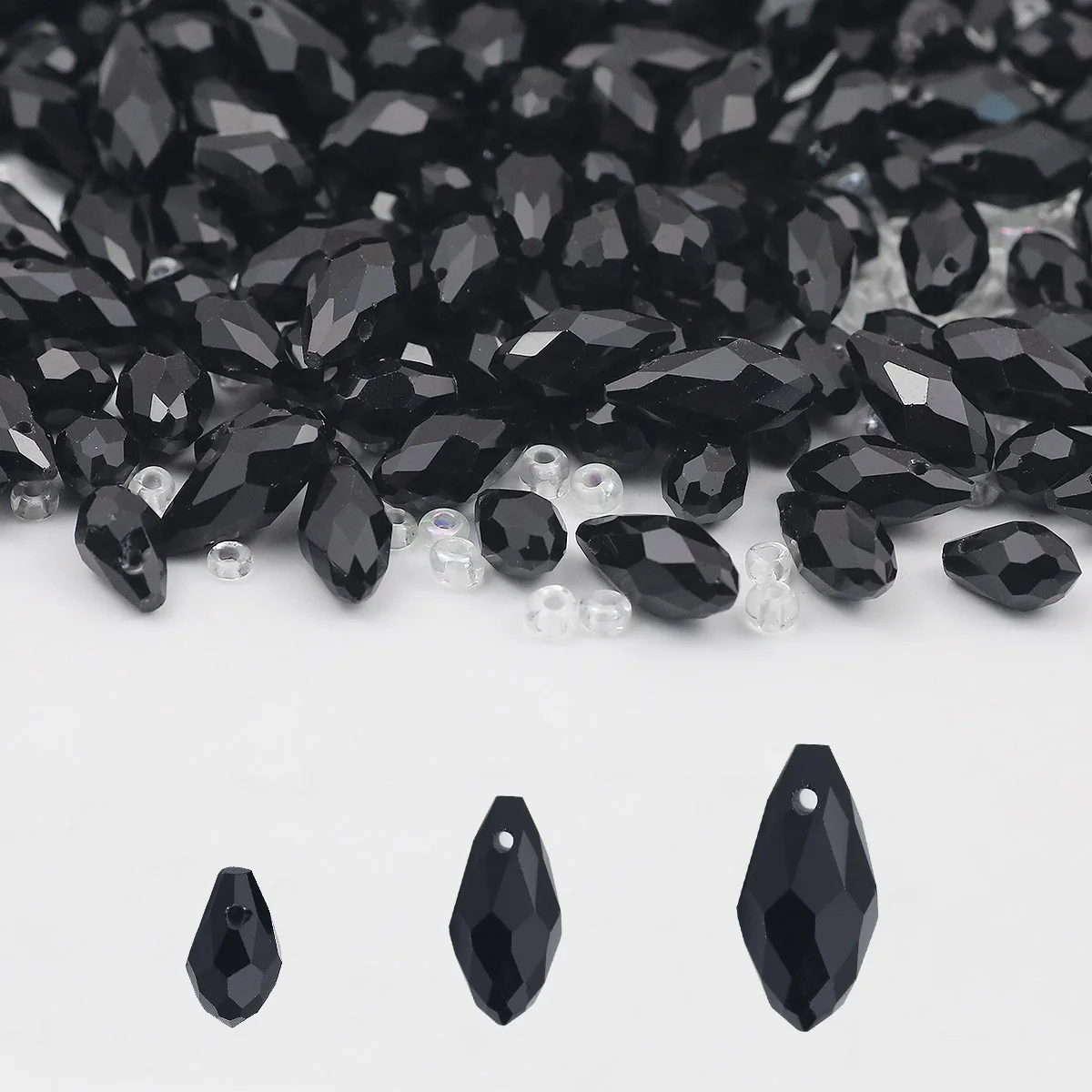 Wassertropfen Schwarz Österreichischer Kristall Seitenloch Spacer Lose Glasperlen 5x8/6x12mm/8x13mm Für Schmuckherstellung Diy Armbänder Halskette