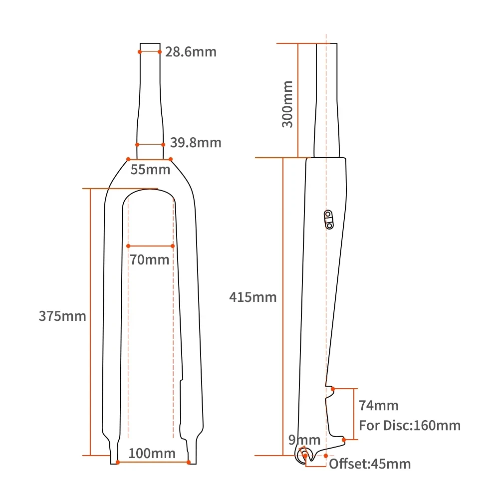 TOSEEK Carbon Fiber Fork MTB Bicycle Front Forks Mountain Bike Parts QR 9*100mm Tapered Steerer Tube Fork